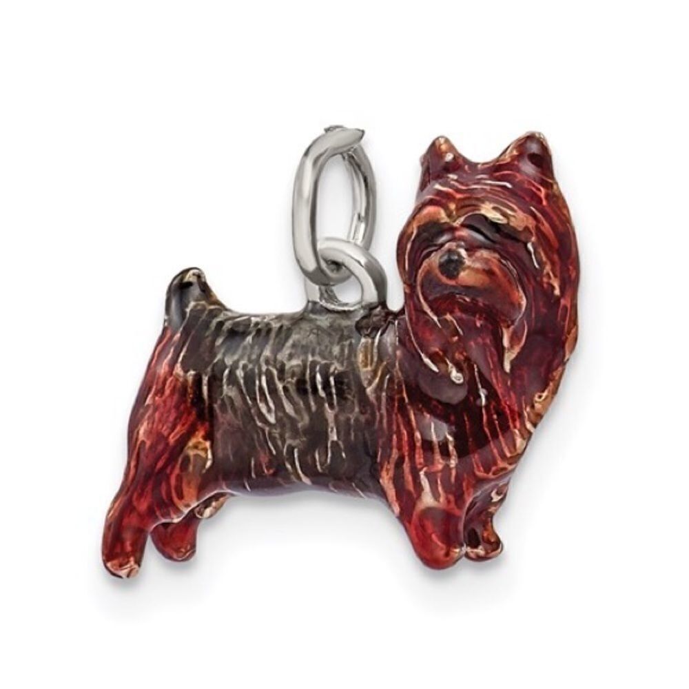 Silver Enameled Brown & Sable Cairn Terrier Charm